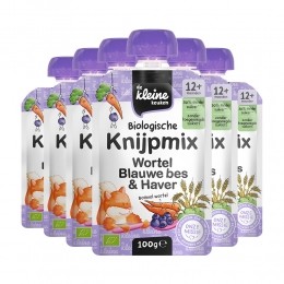 6xdeKleineKeukenBioKnijpmix12mWortelBlauwebesHaver100gr