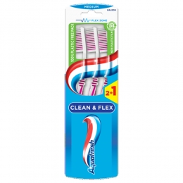 12xAquafreshTandenborstelCleanFlexMedium3stuks
