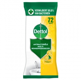 5xDettolAntibacterileReinigingsdoekjesSprankelendeCitroen72stuks