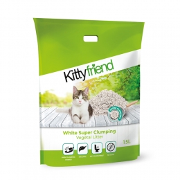 KittyFriendKattenbakvullingVegetalWhiteSuperClumpingLitter15liter