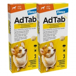2xAdTabAntiVloenTeekKauwtablettenHond55-11kg3tabletten