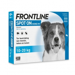 FrontlineSpotOnAntiVlooienenTekenDruppelsHond10-20kg6pipetten
