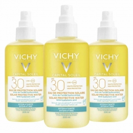 3xVichyCapitalSoleilHydraterendZonbeschermendWaterSPF30200ml