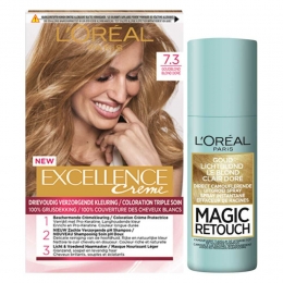 LOralExcellenceCremeHaarverf73GoudblondMagicRetouchUitgroeisprayBlond75mlPakket