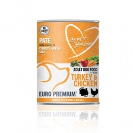6xEuro-PremiumPatAdultHondenvoerNatTurkeyChicken400gr