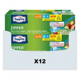 12xToppitsZipperMulti-FunctioneleZakken1liter12stuks