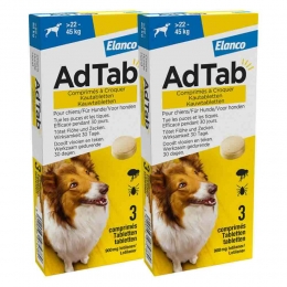 2xAdTabAntiVloenTeekKauwtablettenHond22-45kg3tabletten