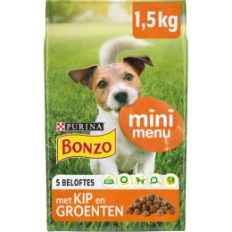 3xBonzoDroogvoerMiniMenuKip15kg