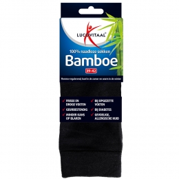 12xLucovitaalBamboeSokLangZwartMaat39-421paar
