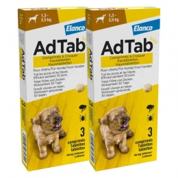2xAdTabAntiVloenTeekKauwtablettenHond13-25kg3tabletten