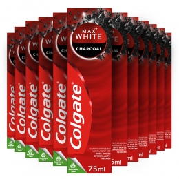 12xColgateTandpastaMaxWhiteActiveCharcoal75ml