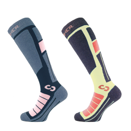 ProSocksIiSkisokkenDamesDubbelverpakking-Rozegeel