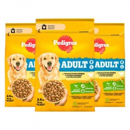 3xPedigreeAdultHondenbrokkenKip26kg