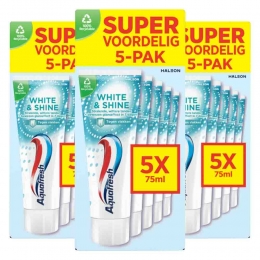 3xAquafresh5-packTandpastaWhiteShine5x75ml