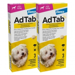 2xAdTabAntiVloenTeekKauwtablettenHond25-55kg3tabletten