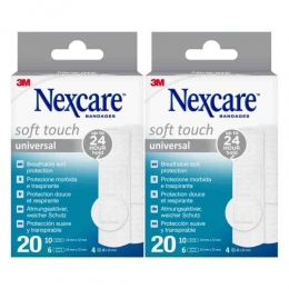 2xNexcarePleisterSofttouchUniversal3Maten20stuks