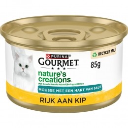 24xGourmetNaturesCreationsKattenvoerNatMoussemetSausKip85gr