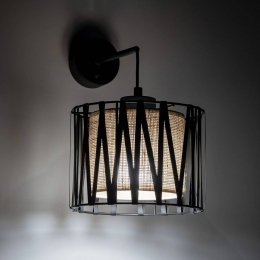 TKLightingWandlampHarmonyzwartNaturJutemetschakelaar