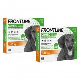 2xFrontlineComboSpotOnAntiVlooienenTekenDruppelsHond2-10kg3pipetten