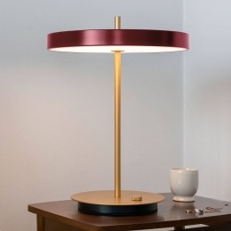 UMAGELEDtafellampAsteriaTableUSBrobijnroodmessing