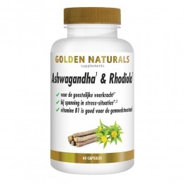 GratisVerzending2xGoldenNaturalsAshwagandhaRhodiola60vegacapsules