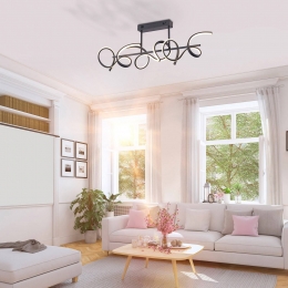 JUSTLIGHTLEDplafondlampCurlszwartmetaal82cmlangdimbaar