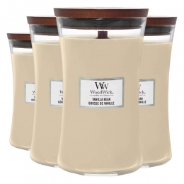 4xWoodWickGeurkaarsLargeVanillaBean611gr