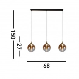 SearchlightLEDhanglampAlchemy3-lampszwartamberglas