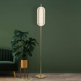 SearchlightCapsuleLEDvloerlampmessingkleurigijzeracryl