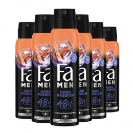 6xFaMenDeodorantSprayDarkPassion150ml