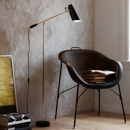 NorthernRetrovloerlampBirdyinzwartmessing