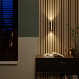 JasmindimbareLEDWandlamp-6000Kdaglichtwit-GU10-Rond-UpDownlight-RVS-IP44voorbuitenvoorbinnenenbuiten
