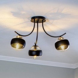 EMIBIGLIGHTINGPlafondlampBostonzwarthelder3-lamps