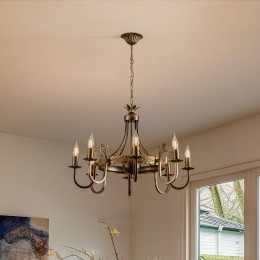 JupiterKroonluchterCastledonkermetdehandgepatineerd8-lamps