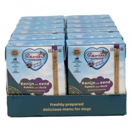 12xRenskeVersGraanvrijTetraHondenvoerNatKonijnmetEend375gr