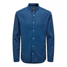 OnlySonsTarSlimLongSleeveMelangeButtonDownShirt