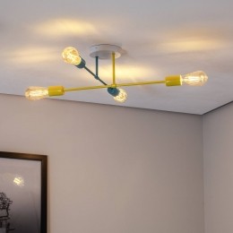 HELAMPlafondlampCambridge4-lampsgeel-turquoise