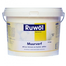 RuwolMuurverfvoorbinnenenbuitenMATWIT10ltr