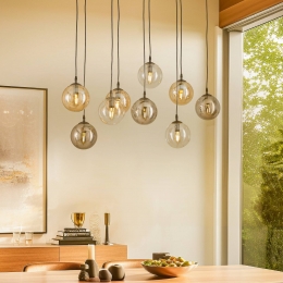 EMIBIGLIGHTINGHanglampGlassy9-lampszwartgrafietamberhelderE14