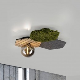 JUSTLIGHTGroeneHexplafondlampijzerhoutmos
