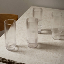 fermLIVINGlongdrinkglasRipplehelder300mlglassetvan4