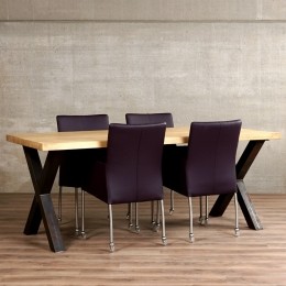 Setvan4lereneetkamerstoelen-metwieltjesenarmleuning-paarsleer-EchtleerModernontdekdeveleLeersoortenenKleurenbijShopX