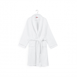 Luxebadjasveloursmetpiping-wit