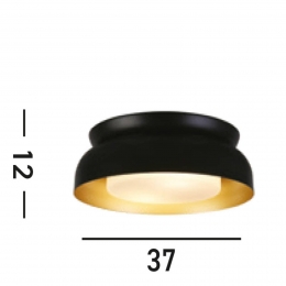 SearchlightKendalplafondlampzwartgoudstaalglas