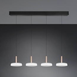 TrioLightingLEDhanglampCelestewitbruin115cm4-lampsglasdimbaar