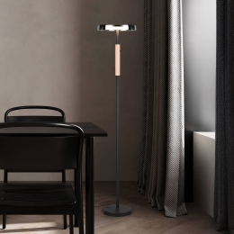 TrioLightingLEDvloerlampCelestechroomhout160cmglasmetaalTouchdim