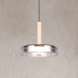 TrioLightingLEDhanglampCelestechroomhout22cmglasdimbaar