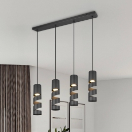 TrioLightingStreamhanglampzwartLengte80cm4-lampsmetaalGU10
