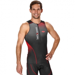 TriathlonshirtBOBTEAMInfinityzwart-roodtriathlontopvoorherenMaatS