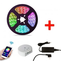 SmartRGBLEDStripSet5Meter144WattmeterWaterdichtIP65MetAdapterampWifiController